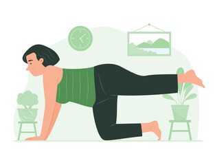Senior Woman Doing Yoga Exercise at Home