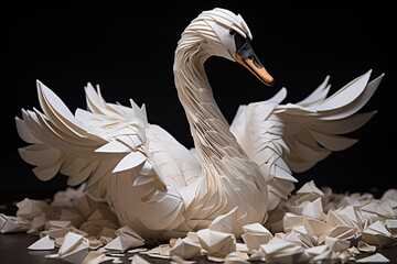 Fototapeta premium Paper White Swan