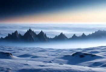 A breathtaking view of Europa's icy plains, bathed in soft moonlight, with wisps of fog slowly drifting across the frozen landscape.
