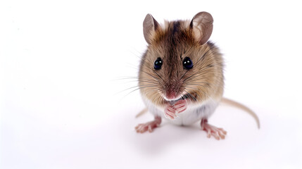 cute small brown mouse on white background