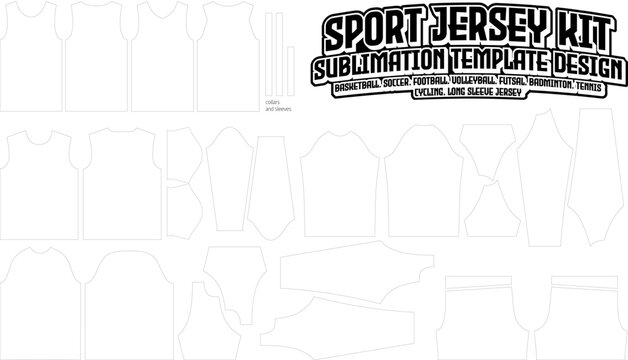 sportswear jersey uniform layout print pattern set basketball, football, soccer, long sleeve
