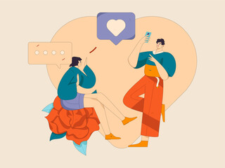 Happy Valentine's Day flat character vector concept business hand drawn illustration
