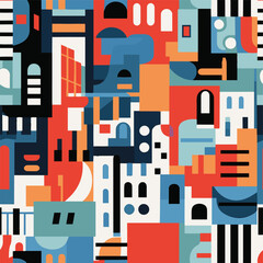 Abstract Urban Cityscape Architecture Seamless Pattern