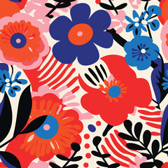 Floral Botanic Spring Summer Seamless Pattern