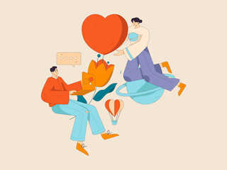 Happy Valentine's Day flat character vector concept business hand drawn illustration
