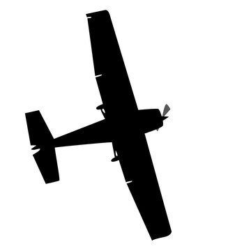 recommend clip art: Light aircraft flying overhead in silhouette