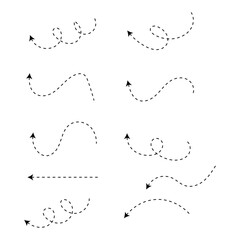 Set of black dotted arrows vectors, Arrow icon, Arrow vector collection, Dotted Arrow cursor, Modern simple arrows, Vector illustration, Arrow vectors