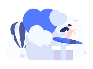 Happy Valentine's Day flat character vector concept business hand drawn illustration
