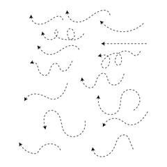 Set of black dotted arrows vectors, Arrow icon, Arrow vector collection, Dotted Arrow cursor, Modern simple arrows, Vector illustration, Arrow vectors