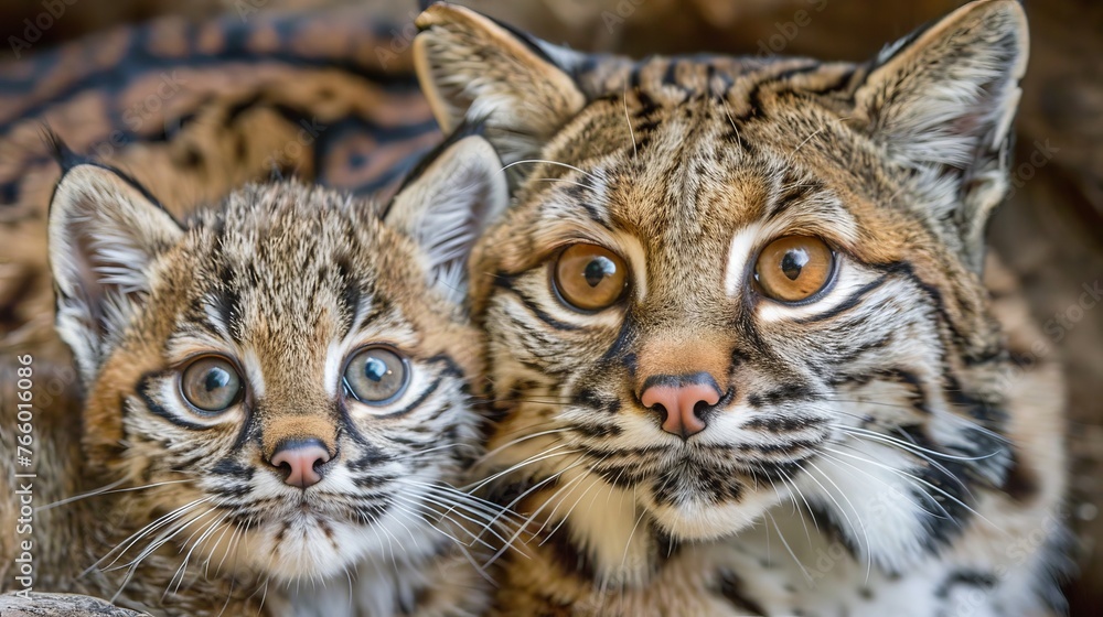 Poster geoffroy s cat and kitten portrait with generous space for text placement and customization