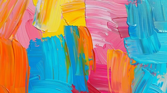 Closeup of abstract rough colorful multicolored art painting texture, with oil brushstroke, pallet knife paint on canvas. Modern artistic creative backdrop for web design, header, social media