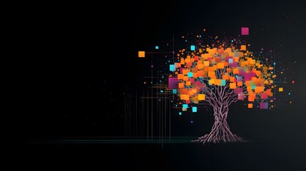 Digital Tree of Pixelated Colors