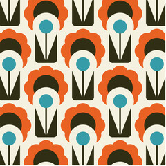 Geometrical Retro Florals Background Wallpaper