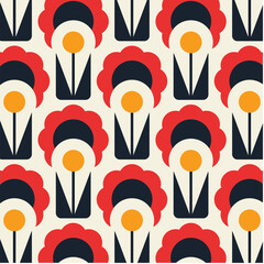 Geometrical Retro Florals Background Wallpaper