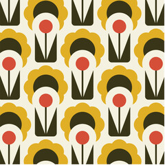 Geometrical Retro Florals Background Wallpaper