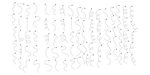 Set of black dotted arrows vectors, Arrow icon, Arrow vector collection, Dotted Arrow cursor, Modern simple arrows, Vector illustration, Arrow vectors