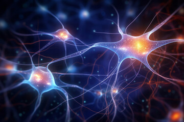 Fototapeta premium The brain's neurons and their roots display a style of dynamic movement and energy.