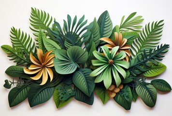 Fototapeta premium The style of palewave is embodied in the monstrous Mongolian jungle leaves used for wall decor.
