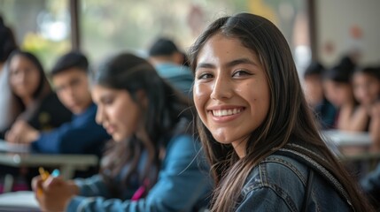Fototapeta premium Portrait of a student in a classroom