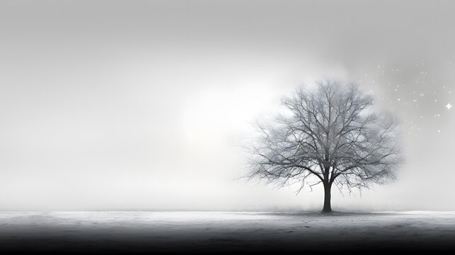 Solitary Tree in Winter Mist