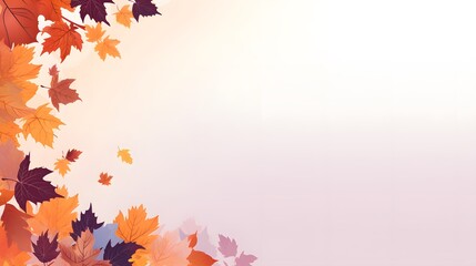 Naklejka na ściany i meble An elegant frame of colorful autumn leaves on a soft vintage background with ample space for text, perfect for fall-themed designs and invitations.