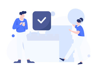 Virtual characters social communication concept business flat vector hand drawn illustration
