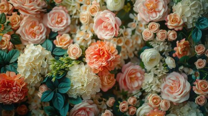 Vintage-style Artificial Flower Wall for Background