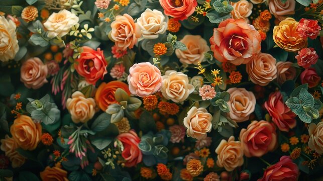 Vintage-style Artificial Flower Wall for Background