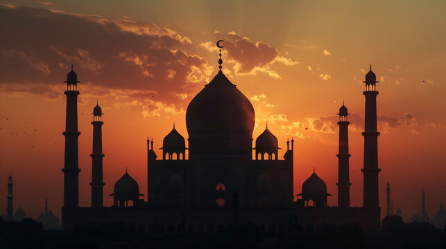 Serene Lailatul Qadr, Beautiful Mosque Silhouette for Ramadan