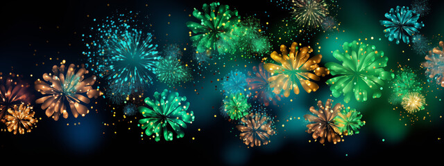 Fototapeta na wymiar Colorful Fireworks and Sparkles Illustration for Festive Occasions