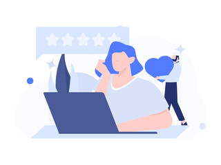 Virtual characters social communication concept business flat vector hand drawn illustration
