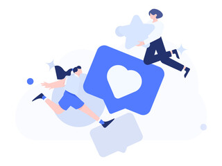 Virtual characters social communication concept business flat vector hand drawn illustration
