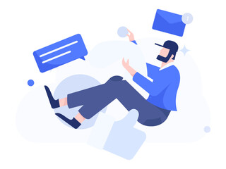 Virtual characters social communication concept business flat vector hand drawn illustration
