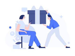 Virtual characters social communication concept business flat vector hand drawn illustration
