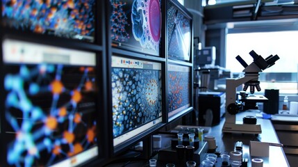 cutting-edge nanotechnology lab, where scientists are manipulating materials at the atomic level, with displays showing magnified nanostructures and advanced equipment for nano-fabrication.