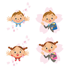 桜吹雪と桜の子供達のセット