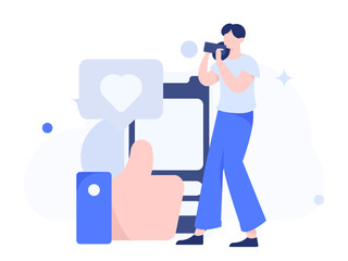 Virtual characters social communication concept business flat vector hand drawn illustration
