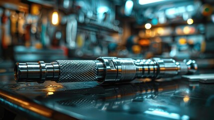 A cinematic shot of a torque wrench, its calibrated scale and textured grip hinting at the power it holds to tighten bolts with exacting force. - obrazy, fototapety, plakaty