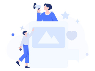 Virtual characters social communication concept business flat vector hand drawn illustration
