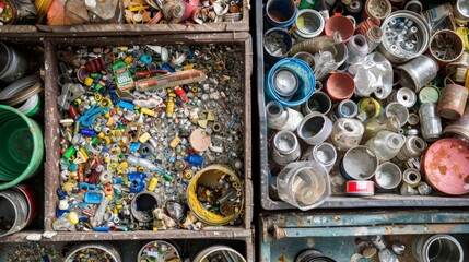 A photo showcasing an innovative recycling or upcycling project, where discarded materials are transformed into valuable products, emphasizing the potential of waste reduction.