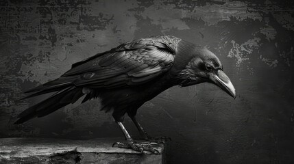 crow isolated in 3d on black background