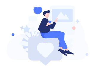 Virtual characters social communication concept business flat vector hand drawn illustration
