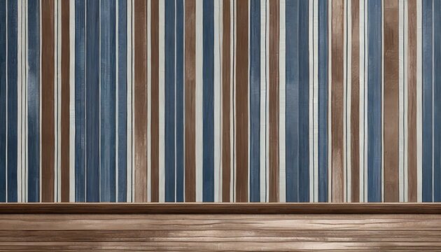 a stylish wallpaper design with horizontal blue strips and vertical dark brown stripes, arranged in a harmonious grid pattern, offering a versatile backdrop for interior decor schemes ranging from ind