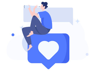 Virtual characters social communication concept business flat vector hand drawn illustration
