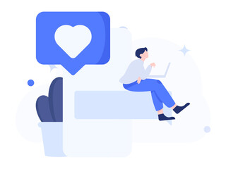 Virtual characters social communication concept business flat vector hand drawn illustration
