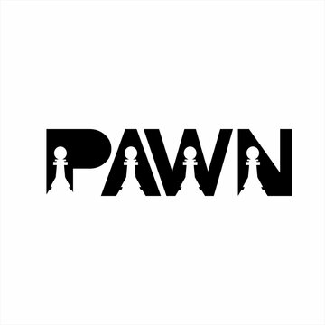 Pawn logo design. Illustration of the word pawn and its symbol for each letter.