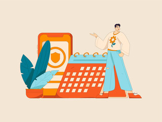 Virtual characters social communication concept business flat vector hand drawn illustration
