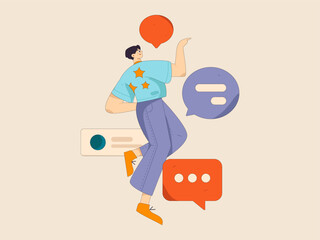 Virtual characters social communication concept business flat vector hand drawn illustration
