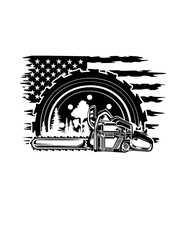US Chain Saw Blade | Distressed Flag | Lumberjack | Logger | Saw Blade | Logging | Original Illustration | Vector and Clipart | Cutfile and Stencil
