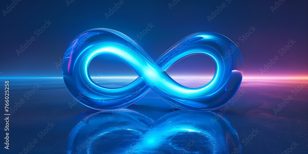 Wall mural Infinity symbol neon light on dark background